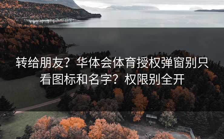 转给朋友？华体会体育授权弹窗别只看图标和名字？权限别全开